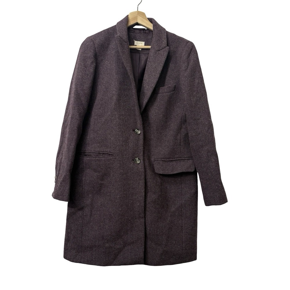 J Crew Purple textured Wool topcoat notch lapels two-button Purple Sz 6